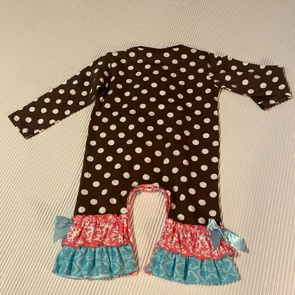 Boutique Romper Ruffled Legs Polka Dot 12-18 Month